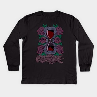 Bones and Roses - Gothic Hourglass Kids Long Sleeve T-Shirt